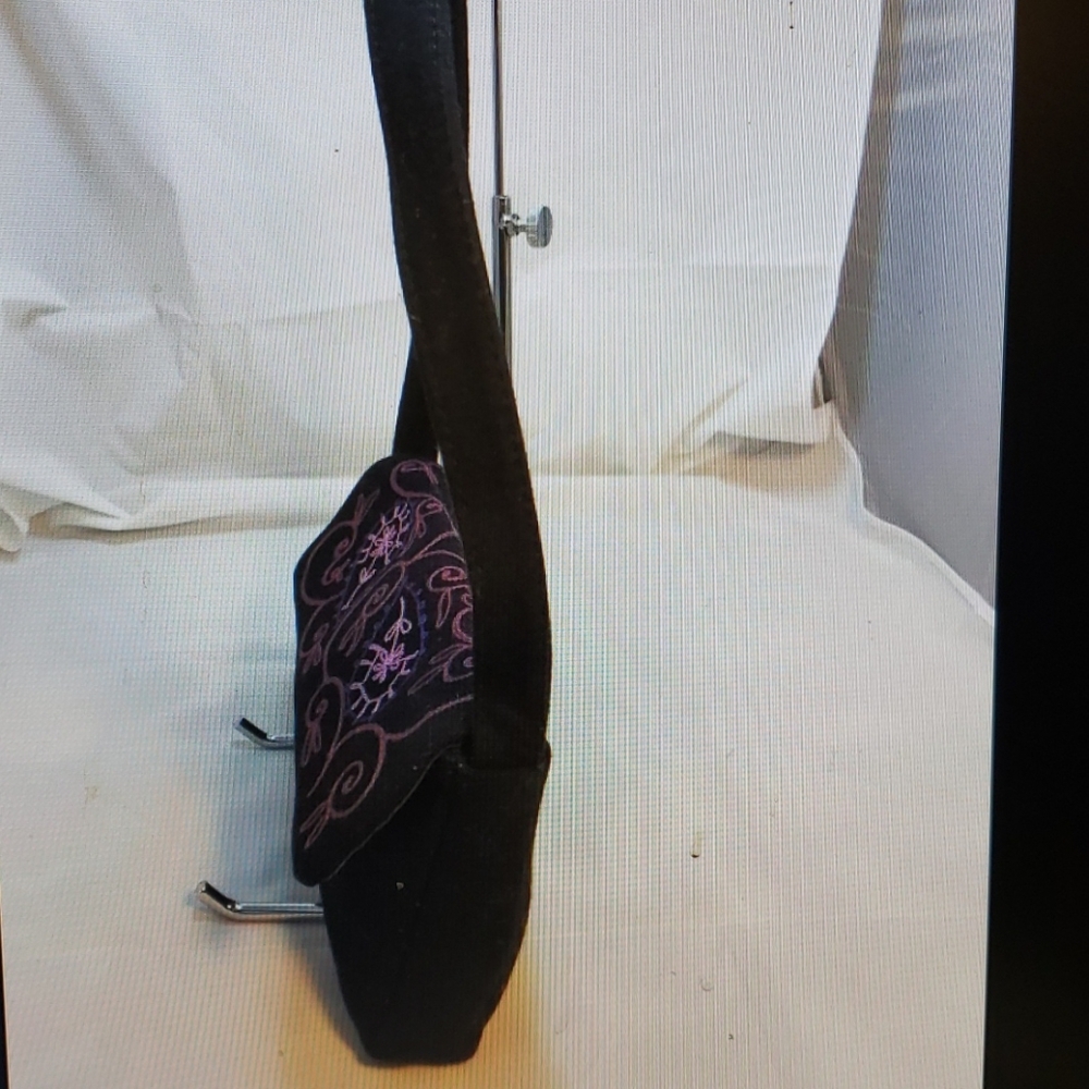 Maurizio Taiuti Black Leather Bag w/Pink Accents - Picture 3 of 8